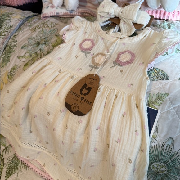 Rabbit & Bear Organic Cream Floral Kids Dress - Picture 2 of 5